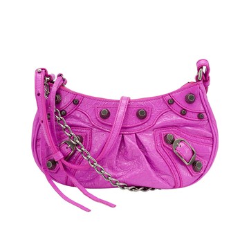 Balenciaga Le Cagole Mini 鞣製羊皮彎月二用包(695814-桃紅)