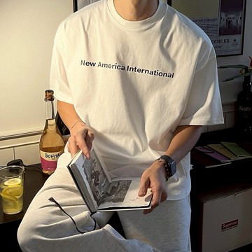 正韓Overfit 純棉簡約字母印花短袖T恤 3色 YUPPIE 預購商品 0325