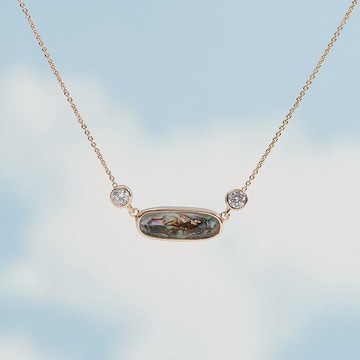 雅致雙鑽項鍊|鮑魚貝,珍珠母貝