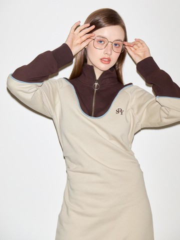 Color Block Cozy Dress_Beige