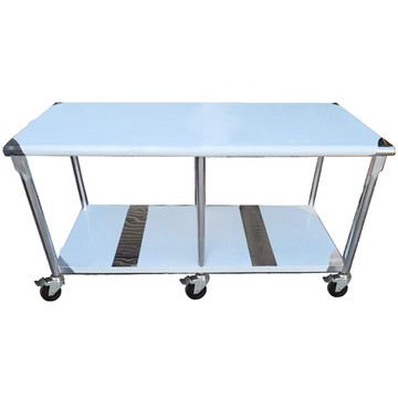 【Abis】客製商品-豪華升級版90X180CM二層圓角304不鏽鋼桌-附煞車輪/料理桌/工作台/流理台(3尺X6尺)
