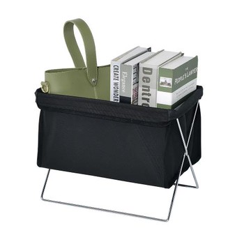 揚亦City 黑色帆布摺疊收納籃 雜誌架 小物收納