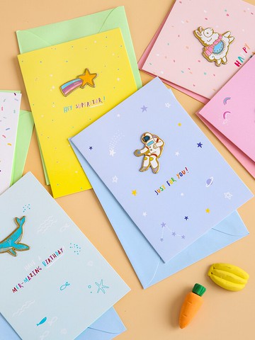 卡通可愛賀卡祝福語感謝卡信封套裝感恩卡片員工兒童簡約創意商務個性圣誕節賀卡手寫生日快樂賀卡空白小卡片