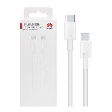 HUAWEI華為 原廠CC801 6A Type-C to Type-C 超級快充充電線 1M - 白 (盒裝)