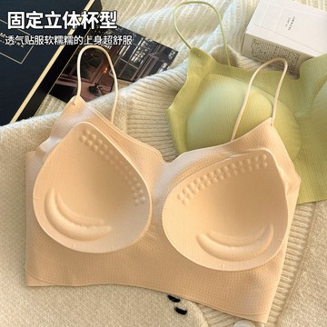 少女內衣 無鋼圈內衣 成長型胸衣 新款隱形無痕內衣女抹胸固定杯小胸聚攏防走光吊帶背心文胸罩薄款 PDAB