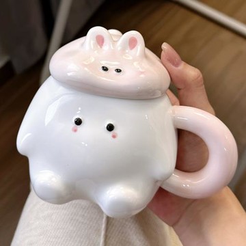 兔杯子陶瓷水杯馬克杯帶蓋可愛高顏值生日禮物送女生閨蜜姐妹實用