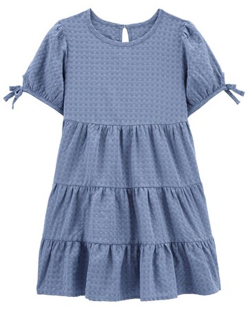 Kid Seersucker Tiered Peasant Dress