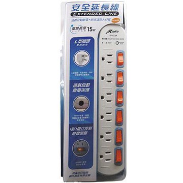 明家MIG過載自動斷電6開6插延長線/SP-613A-15/條