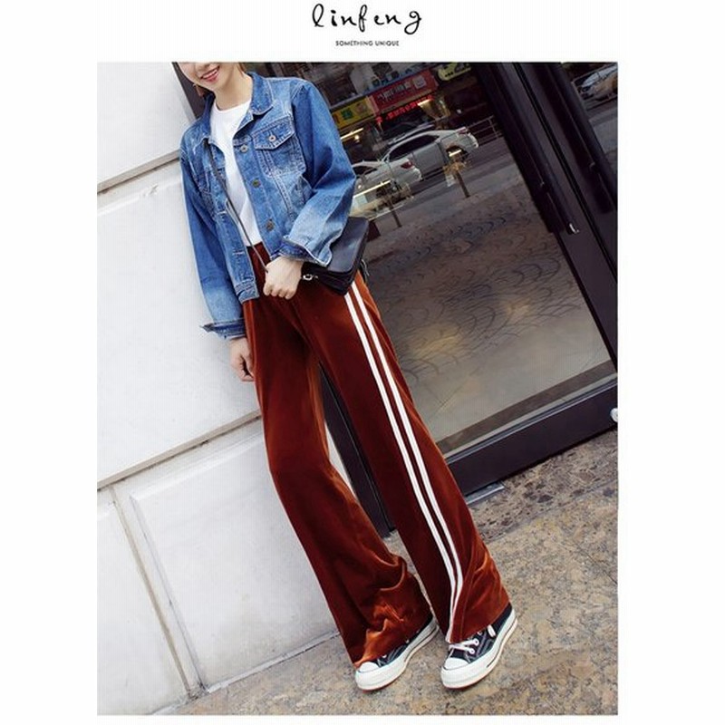 ベロアパンツ レディース サイドライン ジャージパンツ ベロア生地 ライン入りパンツ 秋冬新作 ゆったり 2タイプ 薄手 厚手 通販 Lineポイント最大0 5 Get Lineショッピング