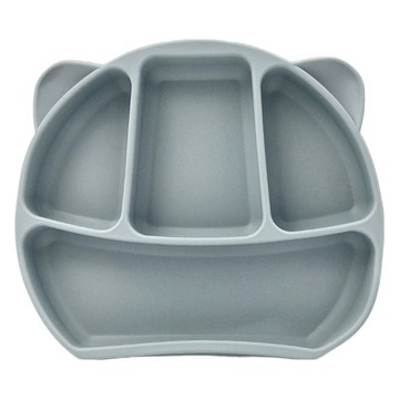 矽膠吸盤餐盤 - 耐熱220度 21x18cm  藍灰色  1組