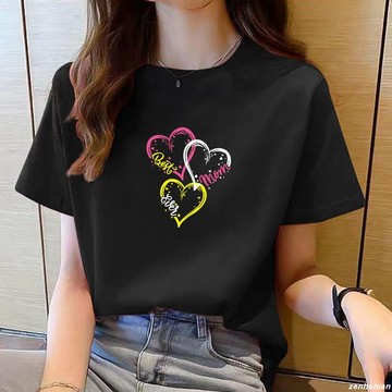 韓系短款上衣 大尺碼上衣 100%純棉 短袖上衣 大碼女裝 短袖T恤女 印花T桖 吸汗透氣不起球 寬鬆遮肚 多色可選女裝