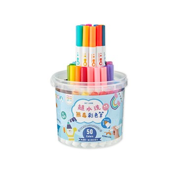 kidzcrayon 50色桶裝超水洗無毒彩色筆(台灣製)