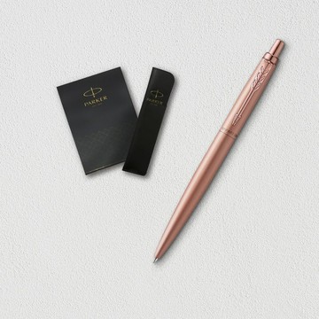 【PARKER】 喬特XL玫瑰金 限定 原子筆 真皮筆套禮盒 客製化刻字