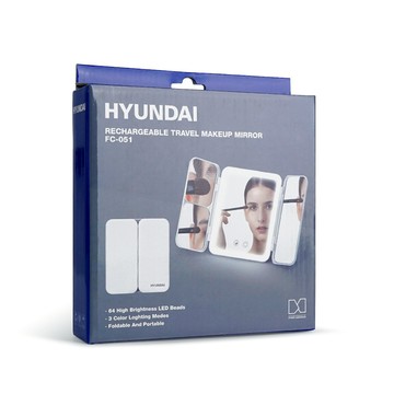【廠商直送】HYUNDAI三面折疊鏡三色LED7倍放大