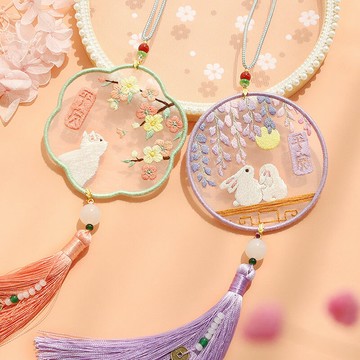 平安符刺繡diy材料包雙面繡手工制作品自繡平安福車掛送男友禮物