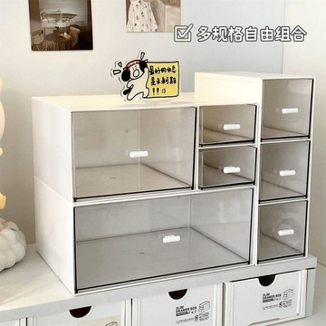 ✈速出貨🔥桌面抽屜式收納盒學生文具化妝品辦公室透明書桌亞克力置物架LNA