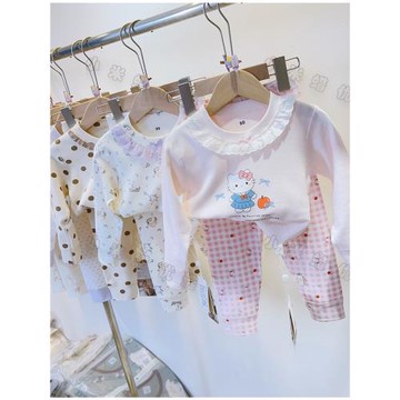 女童加厚舒絨棉家居服寶寶秋冬高支高密設計師款中領保暖睡衣收口