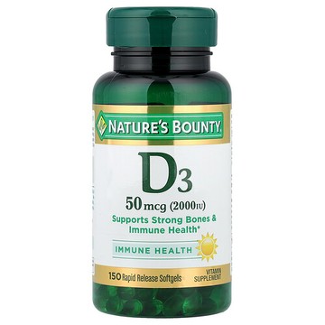 Nature's Bounty, D3，50 微克（2000 國際單位），150 粒速釋軟膠囊