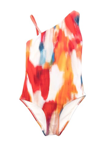 Lenny Niemeyer - asymmetric-sleeve printed swimsuit - kids - Polyamide/Spandex/Elastane - 6 yrs - Multicolour