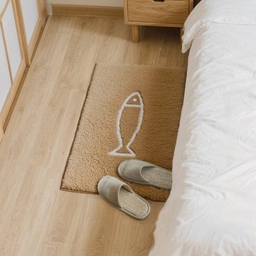 小魚塗鴉防滑吸水快乾浴室踏墊(小)-45x65cm-多色可選 棕