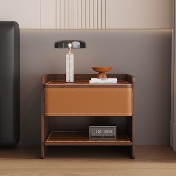 台灣公司 附發票 意式極簡免安裝床頭櫃馬鞍皮高級感臥室現代簡約床邊櫃床頭收納櫃S47公司貨快速出貨