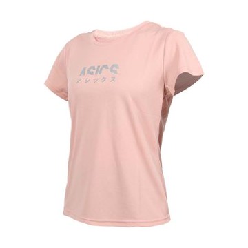 ASICS 女短袖T恤-吸濕排汗 運動 上衣 休閒 2012D401-700 珊瑚粉銀
