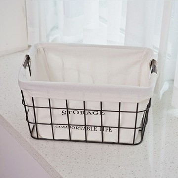 桌面收納筐 浴室臟衣桶鐵藝零食收納盒玩具臟衣服洗衣籃北歐