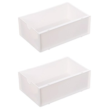 可疊加日式抽屜整理盒 18cm x 11.5cm x 6.3cm 塑膠材質  白色  1組