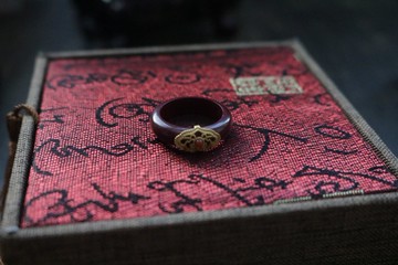 中國風朱砂紅戒指禮盒裝尺寸可選