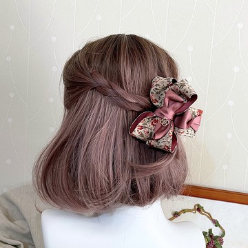 小花雙面布藝立體蝴蝶結鯊魚夾 馬尾夾 香蕉夾 邊夾 鴨夾