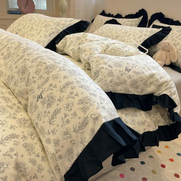 復古風純棉四件套秋季全棉床單被罩南通家紡床上用品被套三件套