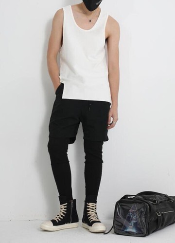 FINDSENSE MD 韓國 男 街頭 時尚 素面簡約 深U領  寬鬆 打底背心 素面背心