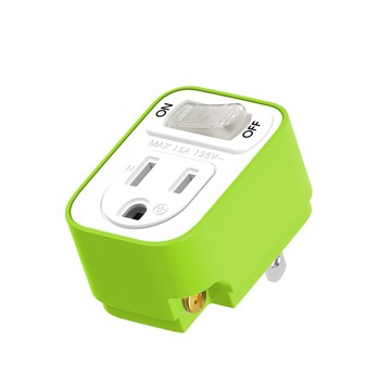 Katai 開關式3孔轉2孔MIT台灣製造電源轉接頭-綠色/PAD-311G