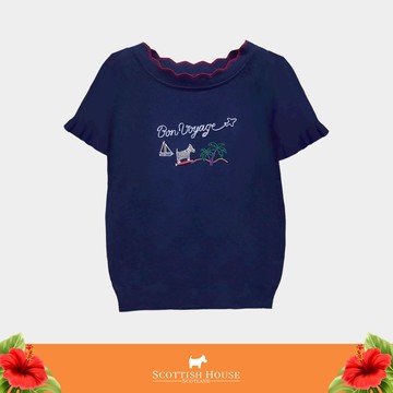 【SCOTTISH HOUSE】丈青色夏日海洋衝浪鑲鑽針織CGT11111