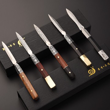 錦格普洱茶刀大馬士革茶針茶錐手工不銹鋼開茶刀茶夾茶具配件套裝