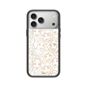 iPhone 17 Pro Max Mod NX -邊框背蓋組合 (相機按鈕) 黑 - 迪士尼-公主系列 Disney Princess - Pattern系列-迪士尼公主 線稿