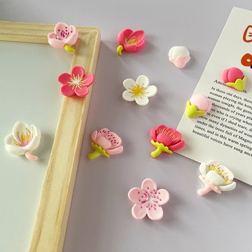 桃花冰箱貼套組 4入裝 磁鐵 3D立體 磁性貼 花朵 磁貼 居家裝飾 冰箱磁鐵 裝飾磁鐵 固定 文具 事務用品