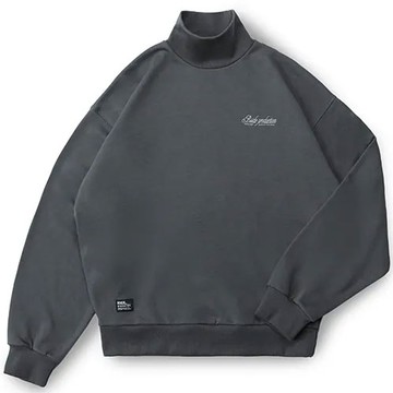 B-SIDE TURTLENECK SWEATSHIRT 寬短版 高領 大學T (深灰色)