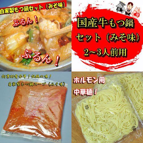 国産牛もつ鍋（モツ鍋）セット　野菜抜き　みそ味　2〜3人前用　焼肉　ホルモン　B級グルメ