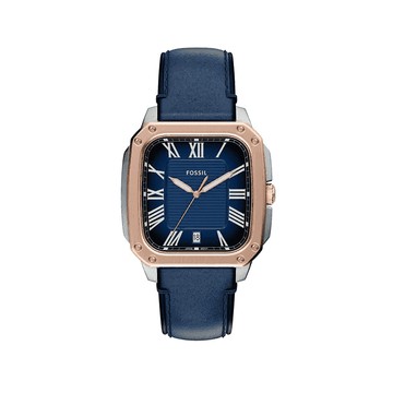 【FOSSIL】限時9折↘Crosby 經典魅力方型手錶 藍色真皮錶帶 42 MM FS6149
