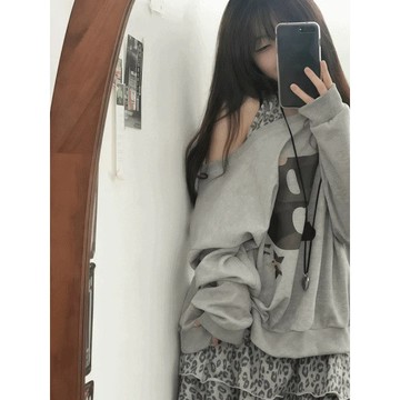 Codibook｜韓國 lipkko 迷彩星星露肩寬鬆長袖上衣［預購］長袖上衣 女裝