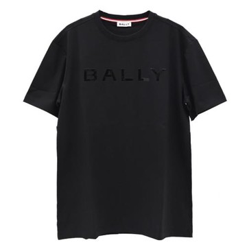 BALLY 6313238 M5BAH25F 燙印貼LOGO棉質短T恤.黑色