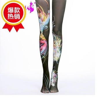 🔥臺灣最低價🔥catgirl 霓虹漸變絲襪日係原宿紋身印花連褲襪帶圖案個性韓版潮襪