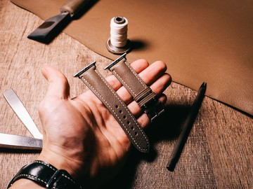 【客製化禮物】法國羊皮 手縫經典錶帶・Apple Watch