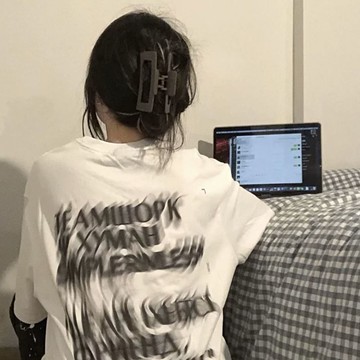 CHAOO 100% T恤 短袖 設計感衣服 原宿風上衣 短袖上衣 oversize 原宿風上衣 字母 印花 夏款
