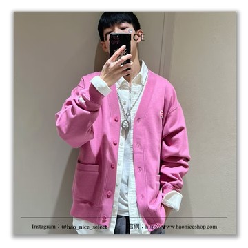 【HAO NICE】100%正品日系潮牌Aape 愛心logo 猿人徽章 V領 絨毛外套 休閒外套 開衫