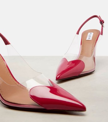 Alaïa Le Cœur 90 patent leather slingback pumps