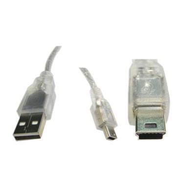 USB A公-迷你5PIN鍍金透明線 25CM