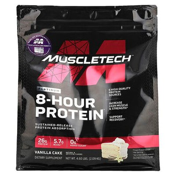MuscleTech, 白金 8 小時蛋白™，香草蛋糕，4.6 磅（2.09 千克）
