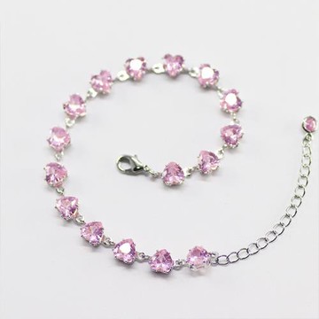 RJ New York 臉紅多巴胺粉鑽甜美百搭輕奢時尚手鍊(銀色)